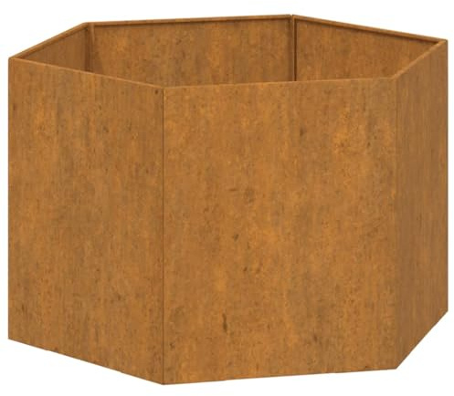 Gecheer Fioriera in acciaio corten, vaso da giardino 60x60x45 cm, design rustico per balcone terrazzo, materiale resistente per piante come ulivo nano e gerani