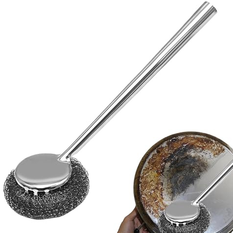 Stainless Steel Cleaner for Pots and Pans Ergonomic Grip Multipurpose Steel | Portable Scouring Pads for Pots Cookers Tableware Sinks Range Hoods