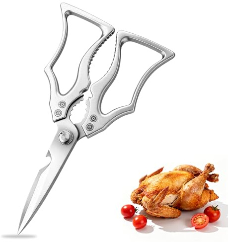 Heavy Duty Kitchen Scissors, High Carbon Stainless Steel Poultry Shears, Ultra Sharp Multi-Purpose Food Cutter with Jar Opener and Large Ergonomic Handles for Chicken, Meat, and BBQ