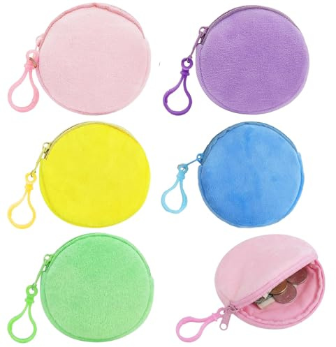SWYZOR Monedero Pequeño,5 Pcs Monedero Redondos para Niños, Monederos de Colores Dulces,con Llavero, Mini Monederos Portátiles con Cremallera,para Niños y Niñas