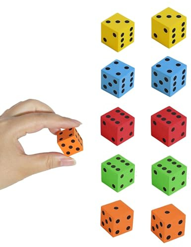 ZAMXHUG 10 pezzi Dadi in Gommapiuma, Gomma Piuma, Cubi Morbidi, Dado, Giochi Didattici per Scuola, Festa della Mamma, Compleanni e Altre Festività