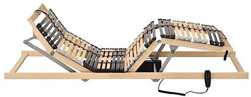 KKgypkn Elektrisch Verstellbarer Lattenrost mit 42 Latten und 7 Zonen für optimale Körperunterstützung, 80x200 cm, robust aus Buchenholzrahmen und Birkenholzlatten, inklusive 6