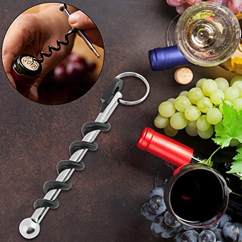 Aramox Kitchen Tools Kitchen Gadgets Corkscrew Key Chain Keychain Travel Portable Mini Stainless Steel Lightweight Keyring Outdoor Tool Nan Nan