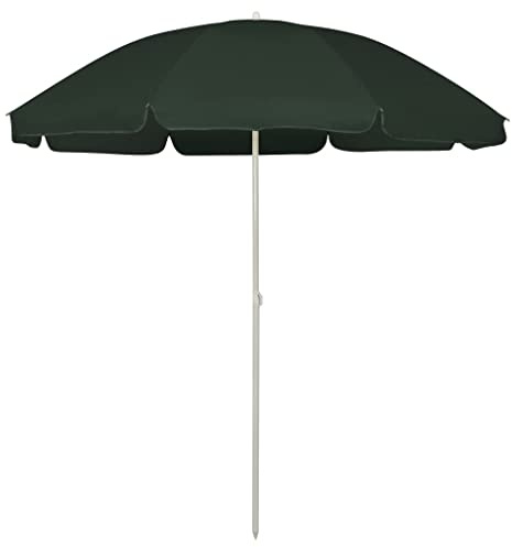 Tonture Ombrellone da spiaggia verde, 240 cm, in poliestere, resistente ai raggi UV, con meccanismo di inclinazione, inclinabile, resistente alle intemperie, per giardino, balcone, terrazza, spiaggia