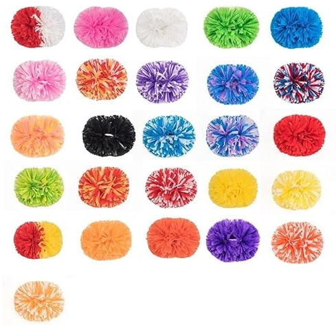 CVEVSFG 1 Pieza, Pompones de Mezcla de plástico Azul, Rojo y Blanco, Pompones de porristas for Animadora, práctica(Light Yellow,8 Inch)
