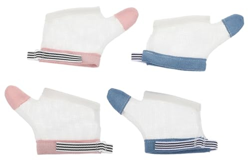 DOITOOL Guantes para Bebés Ajustables de Nylon Blanco, 2 Pares Reutilizables para Prevenir la Succión de Dedos y Mejorar la Seguridad del Ñiño