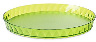 OMADA Vassoio Rotondo 36cm, in Plastica Effetto Diamante, Fondo Antigraffio | Piatto da Portata Ideale per Servire Bevande o Snack per Aperitivi, Diametro Interno 33cm, Collezione Diamond