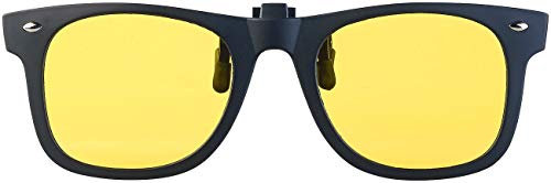 PEARL Nachtfahrbrille: Nachtsicht-Brillenclip in klassischem Retro-Look, polarisiert, UV400 (gelbe Brille, Auto-Nachtsicht-Brille, Sonnenbrillenaufsatz)