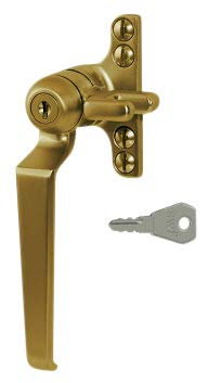 STEEL WINDOW FITTINGS B195 Key Locking Window Handle - LH Antique Brass
