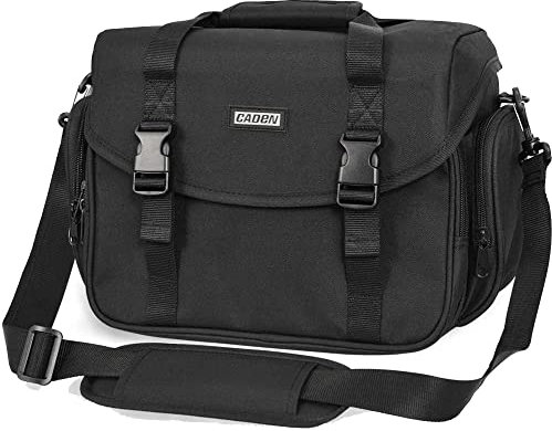 CADeN Camera Bag Case Shoulder Messenger Bag with Tripod Holder Compatible for Nikon, Canon, Sony, DSLR SLR Mirrorless Cameras Waterproof (Black, Small)