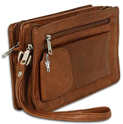 DrachenLeder Geldbörse Handgelenktasche tan braun Herren Leder 20x12x7 D4OTJ512C Handgelenktasche