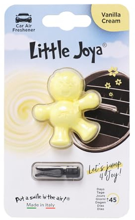 Deo Little Joya Vanilla Cream, Deodorante per Auto Solido, Bambolina Profumata, Clip per Griglia Aria, Giallo, Profumo Vaniglia