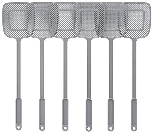 MR.SIGA Langlebige Fliegenklatsche, mückenklatsche mit langem Griff, 6 Stück, Grau