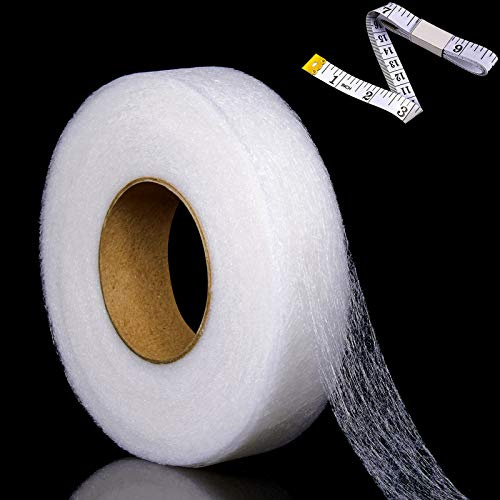 Tatuo 25 mm x 64 Meter Saumband zum Aufbügeln mit Maßband für Jeans Hose Vorhänge Gardinen, Selbstklebend Bügelband zum Hose Kürzen, Breit Bügel Klebeband, Nähen Zubehör, Beidseitig Hemming Tape