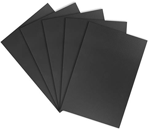 sourcing map Gewellte Kunststoffplatten, 3 mm, schwarz, blanko, Hof-Rasenschilder, 20,3 x 30,5 cm, wasserdichtes Schild, blanko, 5 Stück