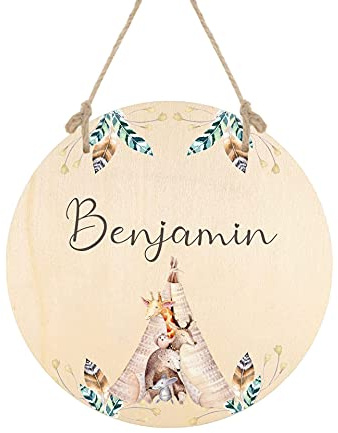 Manufaktur Liebevoll Holzschild für Jungen für besondere Anlässe (Motiv Namensschild)