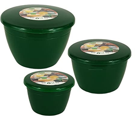 Just Pudding Basins Steam Bowl Set with Lids, Reusable Microwaveable Dessert Moulds for Christmas Puddings, Food Grade Plastic Containers, Assorted 1/4 1/2 1 Pint, Emerald