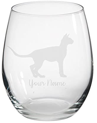 Personalised Sphynx Cat Engraved Stemless Tumbler Glass, Gift for Women, Gift for Men, Cat Gift