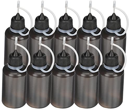 BESPORTBLE 20pcs Black Plastic Squeeze Bottles Steel Needle Nozzle 30ml Engine Oil Bottles for Precise Machine Oil Dispensing in Workshop and Home Use