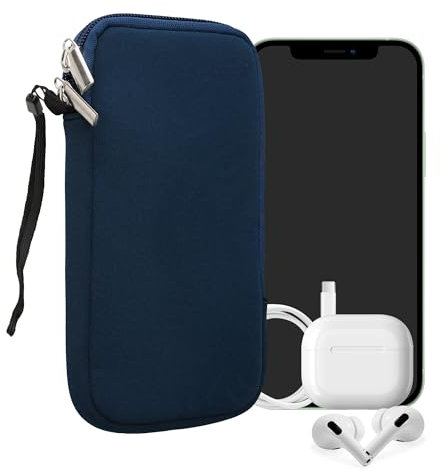 kwmobile Handytasche für Smartphones XXL - 7 - Neopren Handy Hülle Marineblau - Handy Tasche 17,7 x 8,5 cm Innenmaße