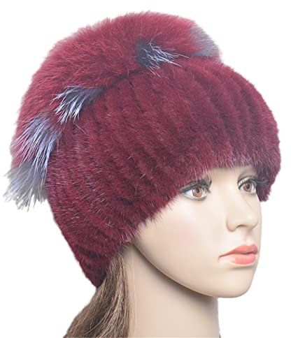 keusyoi Pelzmützen für Frauen Fellmütze mit Luxus Big Pompon Fell Beanies Winter Damen Mütze Damen Hüte