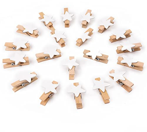 Vicloon 90 Stück Pentagramm Holzklammern, 3.5cm Holzklammern Klein, Mini Wäscheklammern für Fotos Bilder Collagen Postkarten Geschenke, Schule Büro Hausaufgabe Deko, Clips für DIY, Fotohalter, Basteln