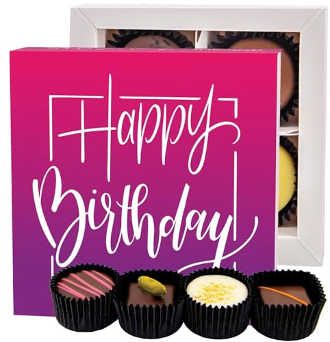 Hallingers Genuss Manufaktur Pralinen Geburtstagsgeschenk - ohne Alkohol, handmade aus Confiserie-Edelkakao in wertiger Geschenkbox Happy Birthday, Geschenke für Frauen Männer