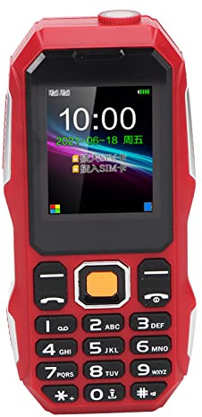 Telefono Cellulare Sbloccato per Anziani, Altoparlante Grande Pulsante Grande con Schermo da 1,8 Pollici, Fotocamera, Radio, Torcia, Dual SIM Dual Standby, 5800mAh Batteria (Rosso)