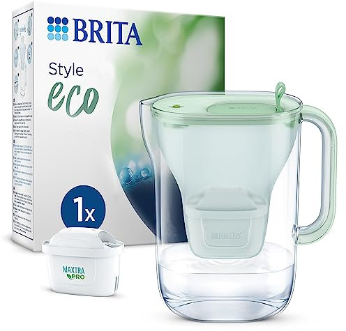 BRITA waterfilterkan Style Eco Groen (2,4L) incl. 1x MAXTRA PRO All-in-1 filter die PFAS*, chloor en kalkaanslag vermindert, digitale vervangingsindicator, Vaatwasmachinebestendig