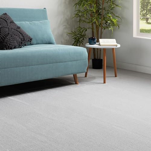 Steffensmeier Teppichboden Lipari Meterware | Auslegware für Kinderzimmer Wohnzimmer Schlafzimmer | Silber, Größe: 100x100 cm