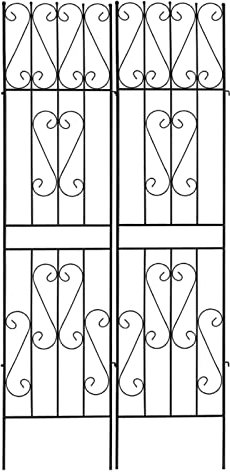 2 Pièces Clôture De Jardin en Métal, Support pour Plantes Grimpantes, Treillis De Jardin Autoportant, Treillis Décoratif pour Légumes, Fleurs, Roses(Color:Black,Size:2pieces 220x50cm/87x50in)