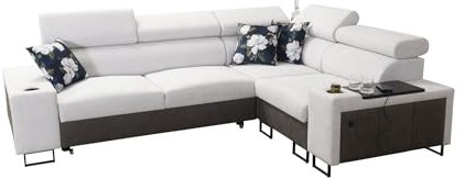 All4All Ecksofa Melani II mit Schlaffunktion,Bettkasten, USB-Port, Eckcouch, Couch, Sofa, Bett, Wohnlandschaft, L-Form, Sofagarnitur, Sofaeck, Folding Sofa, Möbel,Links,Rechts26 (Links)