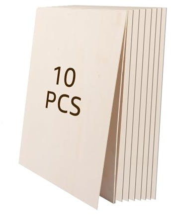 FWEEK 10 Stück A3 Pappelsperrholz 3mm, 420x300mm A3 Sperrholz-Platten, Unfertige Sperrholzplatte für DIY Holzarbeiten, Laserbearbeitung, Modellbau, Gemälde