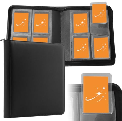 TopLoader Binder Heftmappe, Toploader Sammelkarten Album für 160 Toploader, 4 Fächer Top loader Binder mit Hüllen für 3x4 Rigid Toploader card, Toploader Kartenalbum in Top Loadern zum tauschen