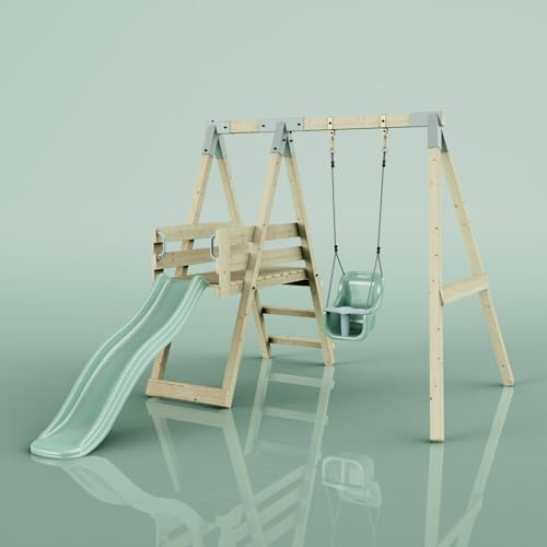 PolarPlay Schaukel Rotfuchs aus Holz in Grün