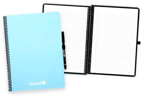 BAMBOOK Colourful Notizbuch - Blau - A4 - Liniert - Wiederverwendbares Notizbuch, Notizblock, Reusable Notebook, Löschbares Whiteboard-Notizbuch