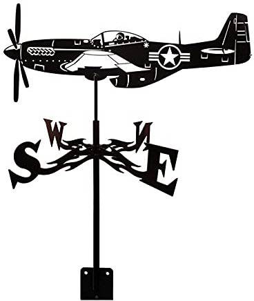 Girouette en forme d'avion de chasse rétro avec indicateur de direction du vent, girouette pour la maison, indicateur de direction du vent, décoration ornementale en métal pour l'extérieur, la ferme,