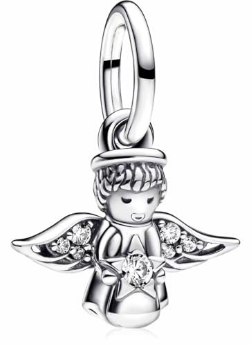 MSPOVOF Engel Charms S925 Sterling Silber Charms Perle für Armbänder und Halsketten für Weihnachten Geburtstag Frauen Schmuck Geschenk