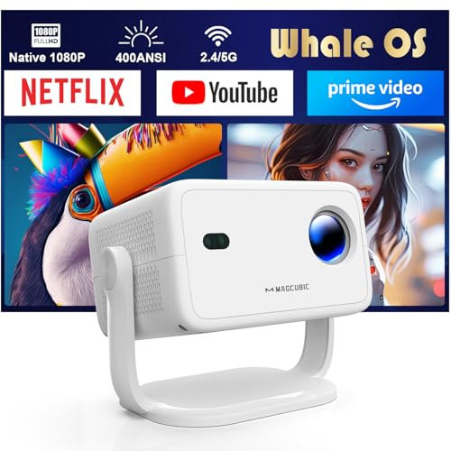 Android 13 Intelligente Proiettore 4K Supporto con TV Apps Ufficiali, 1080P Nativo Proiettore con 5G Wifi BT5.2, Auto Fuoco Auto Correzione Trapezoidale Projector per Home Theater