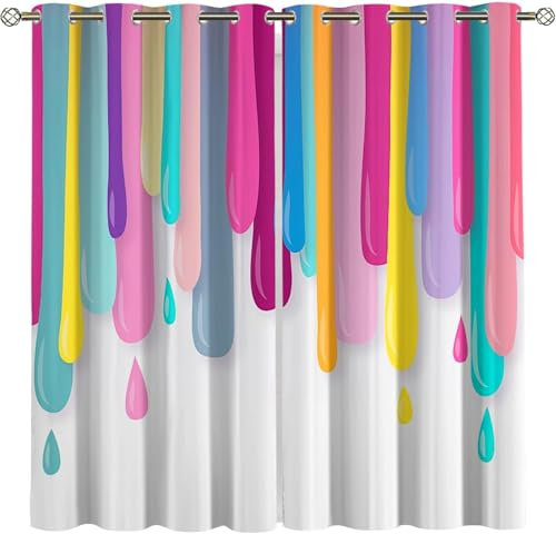 Vorhang Kinderzimmer Bunte Abstrakte Kritzeleien Kinder Vorhänge Mit Ösen Polyester Gardinen Thermovorhang Blickdicht Ösenschal Kindergardinen 220X215 cm (B + H) Für Wohnzimmer,2Er Set-472898565