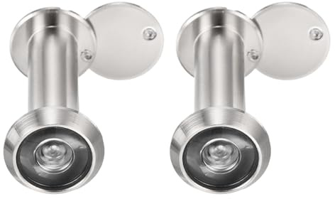 PATIKIL Visor de Puerta de 9/16 2Pcs 180 Grados Visor de Puerta Se Ajusta a Puertas de 2-3/16 Pulgadas a 3-3/4 Pulgadas con Cubierta de Privacidad Giratoria, Cromo