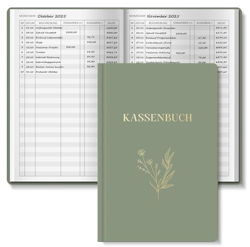 BIROYAL Kassenbuch A5-120 Seiten Haushaltsbuch, Budget Planner & Kassenbücher - Einnahmen Ausgaben Buch - Haushaltsbuch zum Eintragen - Kassenbuch Kleinunternehmer- Ausgaben Tracker Finanzplaner