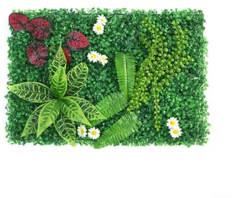 Panneau de verdure réaliste pour décoration d'espaces, 40 x 60 cm, haie de plantes artificielles pour maisons et jardins (D)