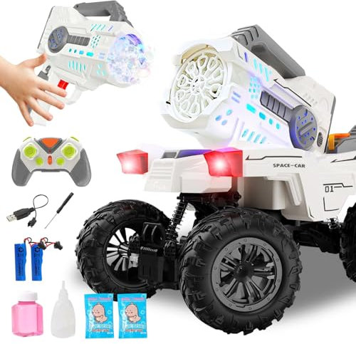 Bubble Machine, Bubble Gun, Automatic Bubble Blower Maker RC Car Toy with Light &Fog Mist, Bubbles Toy Garden Games, Indoor Outdoor Party Birthday Gifts for Preschool Boys Girls