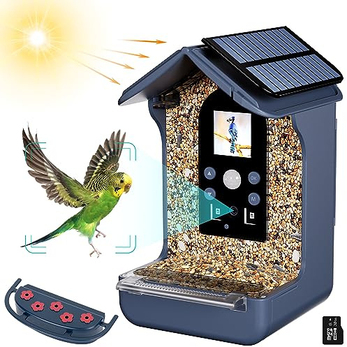 Rkdely Bird Feeder with Camera, 1080P HD Bird House Camera Solar Powered, Auto Capture Photo&Video Waterproof, PIR Motion Sense Birds- 32GB SD Card