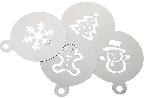 SOLUSTRE 4stücke Wiederverwendbare Weihnachts-schablonen Für Kuchendekoration Kreative Designvorlagen Für Kaffee Und Backen Gingerbread Man Schneeflocke Weihnachtsbaum