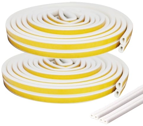 Türdichtung Selbstklebend,Mengger 20M Fensterdichtung Selbstklebend 9mm(B) x 6mm(D),D Profil Gummidichtung,Selbstklebendes Schaumstoffband,Fensterdichtung Anti Kollision Staub und Schalldämmung(Weiße)