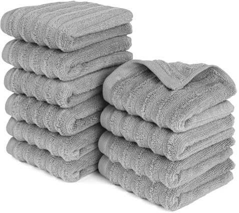 Pure Label Gästehandtuch 10-TLG. 10x30x50cm 100% ige Baumwolle, Dunkelgrau | Spürbar weich, saugstark und ideal für Bad, Gäste und täglichen Komfort