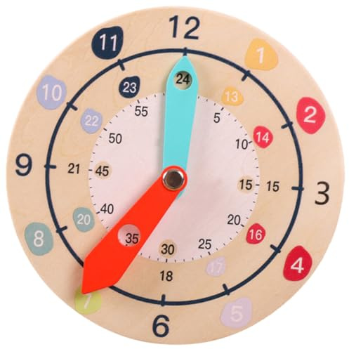 Toddmomy Wooden Clock Toy for Preschool Boys and Girls Educational Teaching Aid Colorful Numbers for Year Old Boy
