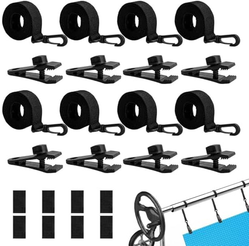 Bloods for Solar Pool Cover for Reel - Straps for Solar Pool | UV Resistant with Hooks and Clips, Replacement Grommets for Swimming Pool